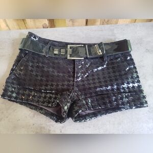 Vero Moda Black Houndstooth Sequin Shorts with Belt